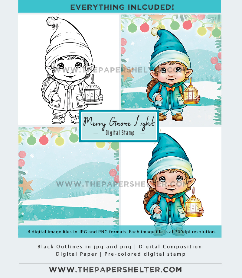 Merry Gnome Light - Digital Stamp
