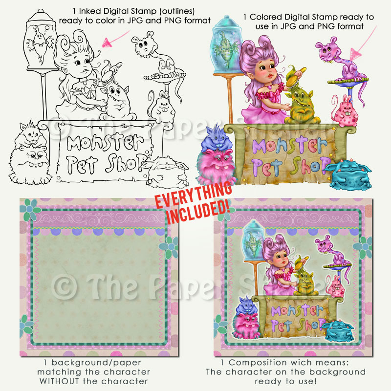 Monster Pet Shop - Digital Stamp