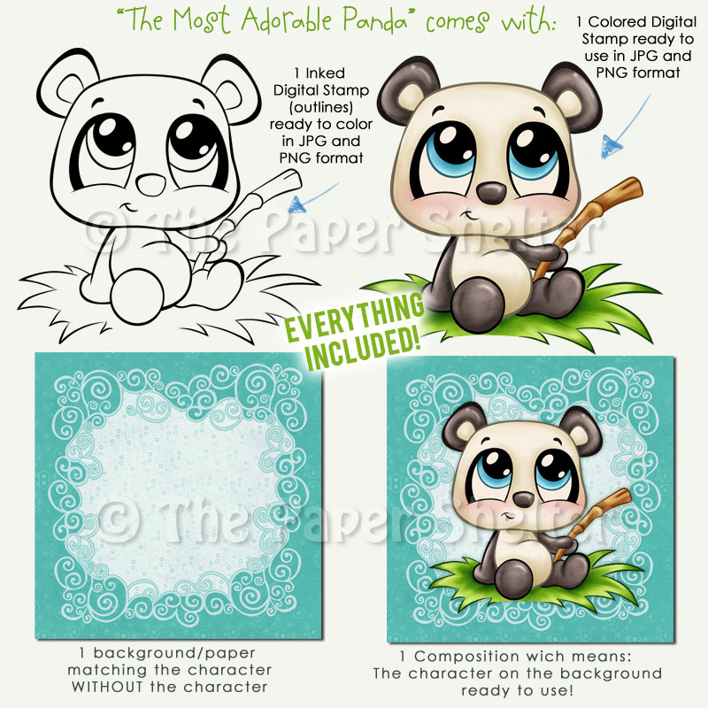 The Most Adorable Panda - Digital Stamp - Click Image to Close