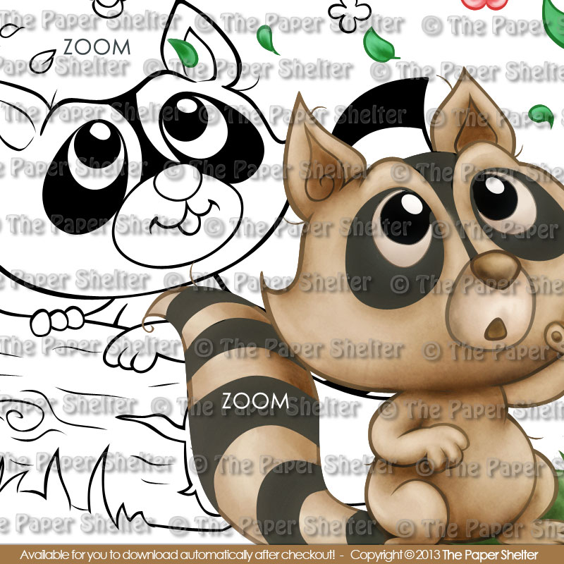 The Most Adorable Raccoons - Digital Stamp - Click Image to Close