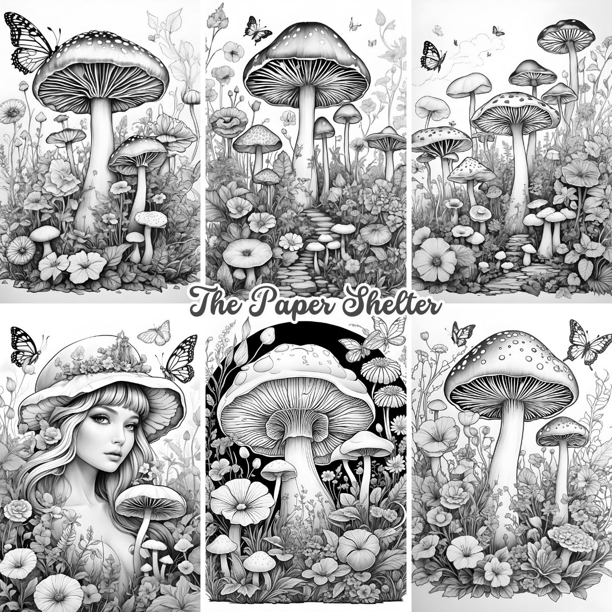 Mushroom Fantasy - Digital Coloring Book