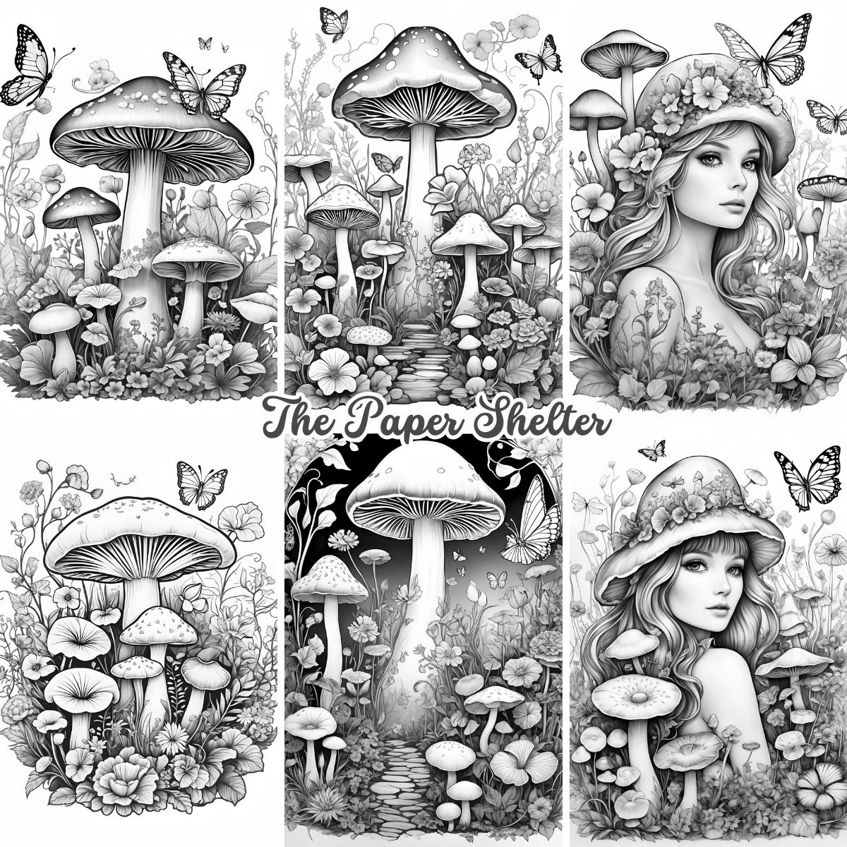 Mushroom Fantasy - Digital Coloring Book