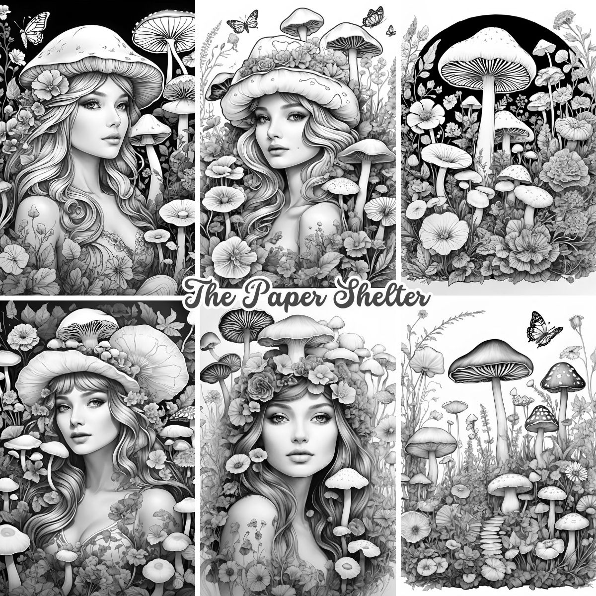 Mushroom Fantasy - Digital Coloring Book