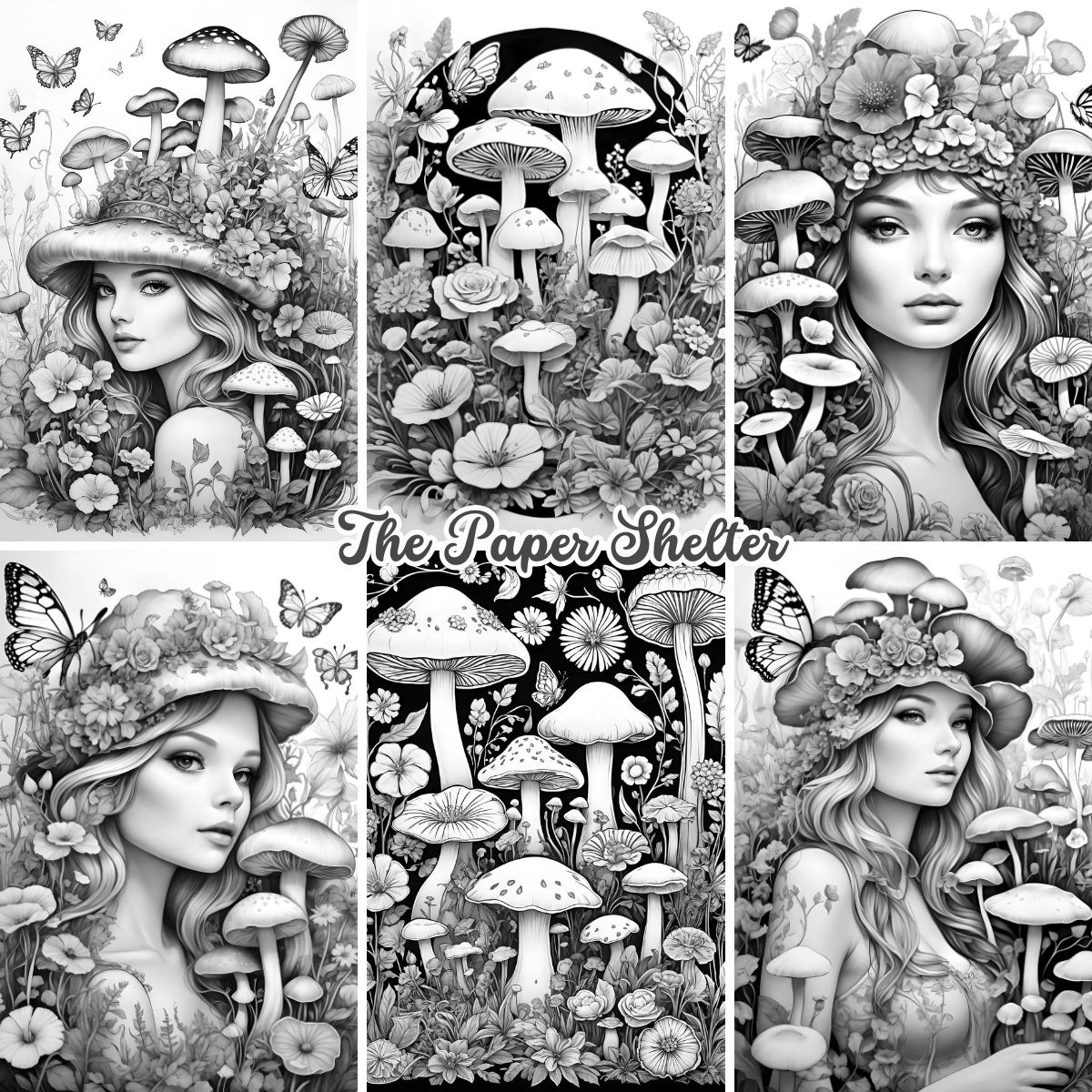 Mushroom Fantasy - Digital Coloring Book