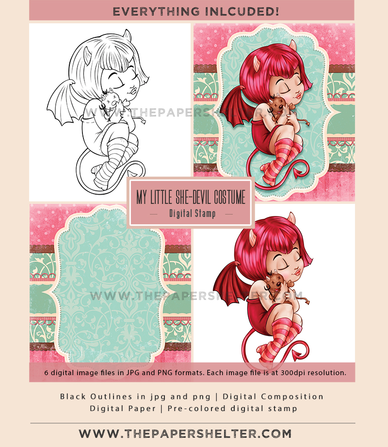 My little she-devil Costume - Digital Stamp - Click Image to Close