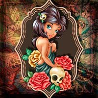 Mysterious Skull And Roses - Digital Stamp