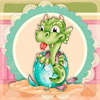 Newborn Baby Dragon - Digital Stamp