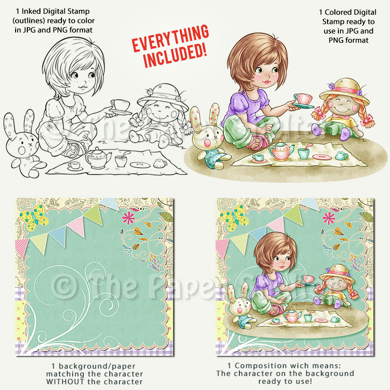 Pic-Nic with my Friends - Digital Stamp - Click Image to Close