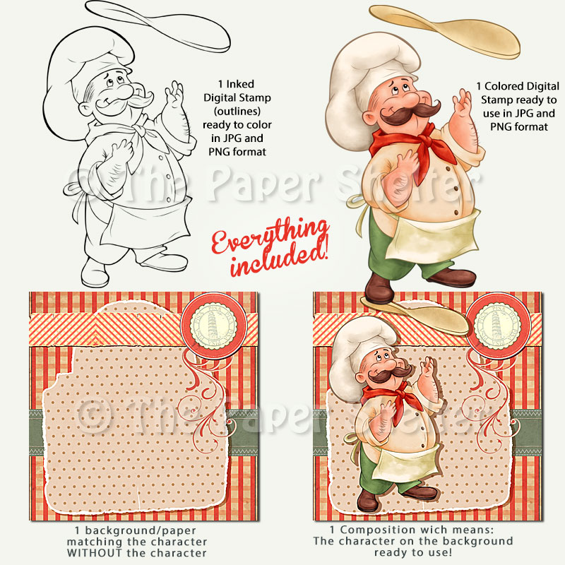 Pizza Chef - Digital Stamp - Click Image to Close