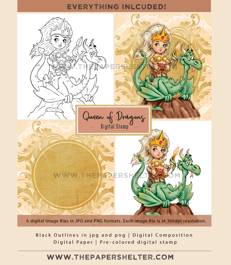 Queen of Dragons - Digital Stamp