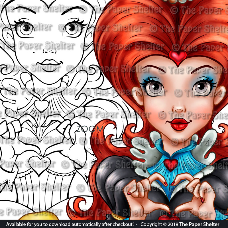 Queen Of Hearts - Digital Stamp - Click Image to Close