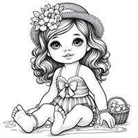 Retro Beach Bliss - Single JPG Coloring Page