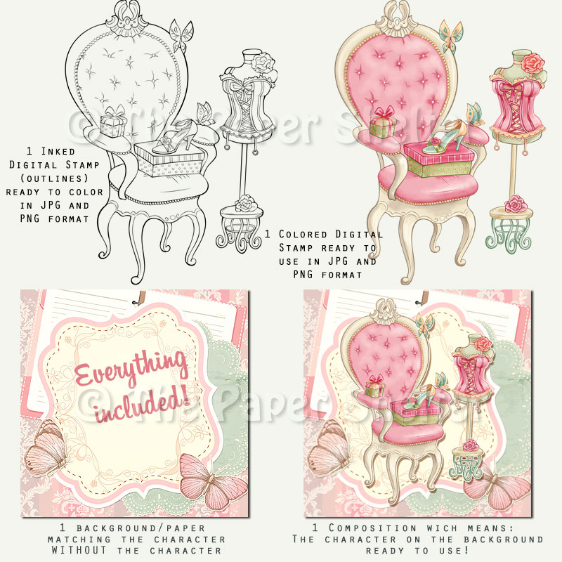 Romantique Mais Chic - Digital Stamp - Click Image to Close