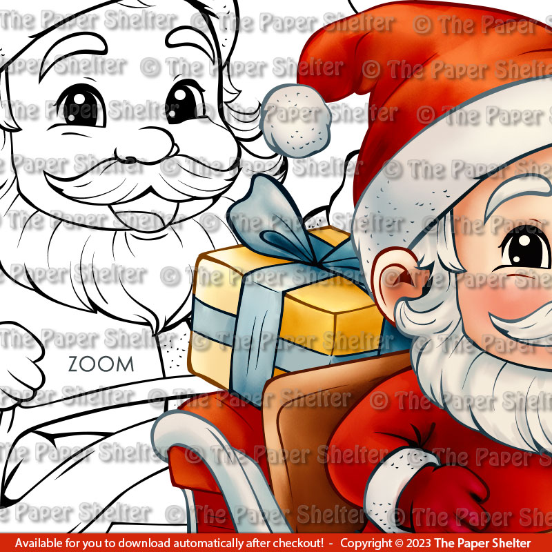 Santa in his Sleigh - Digital Stamp