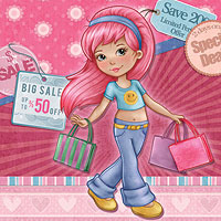 Shopping Girl - Digital Stamp *New Version