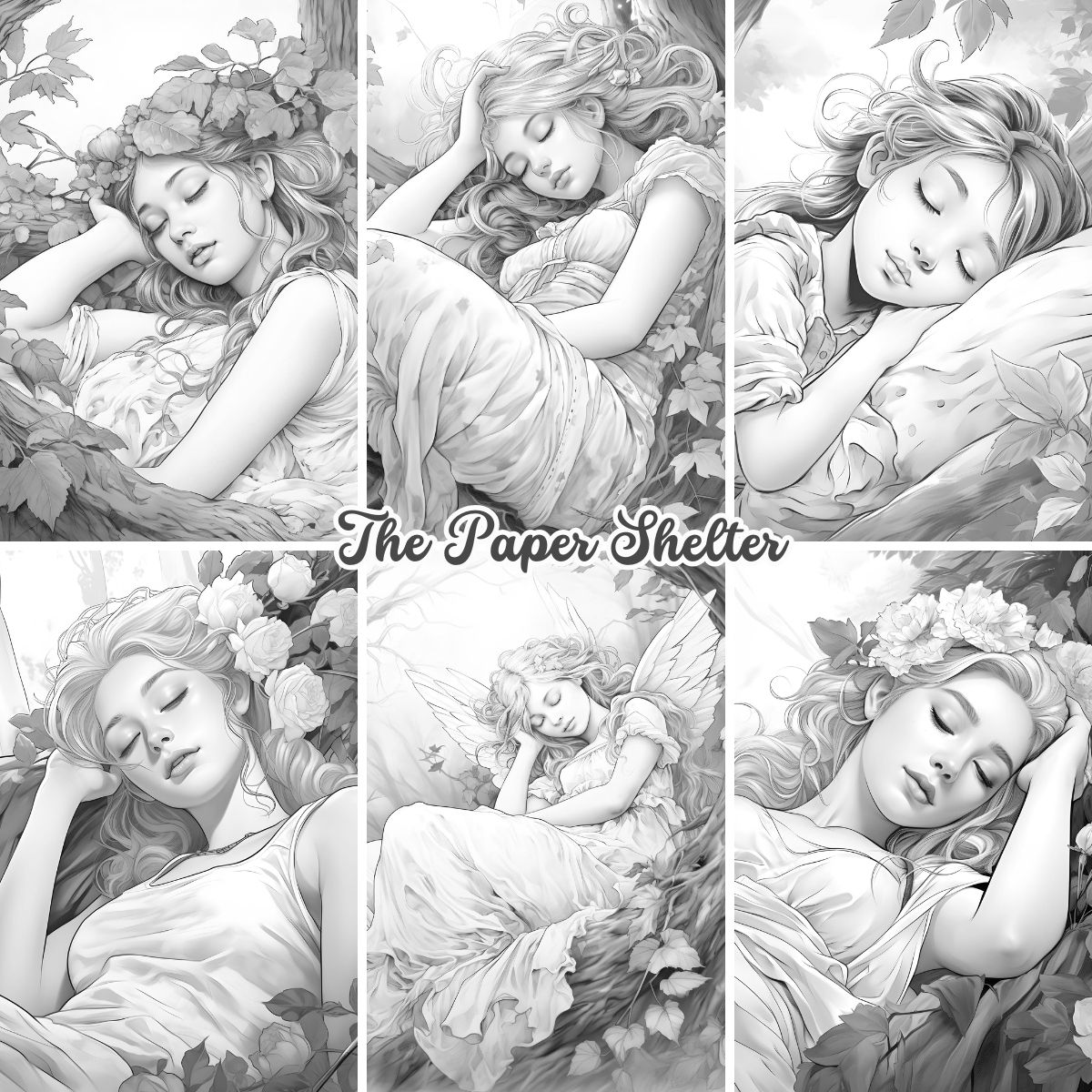 Sleeping Beauties - Digital Coloring Book