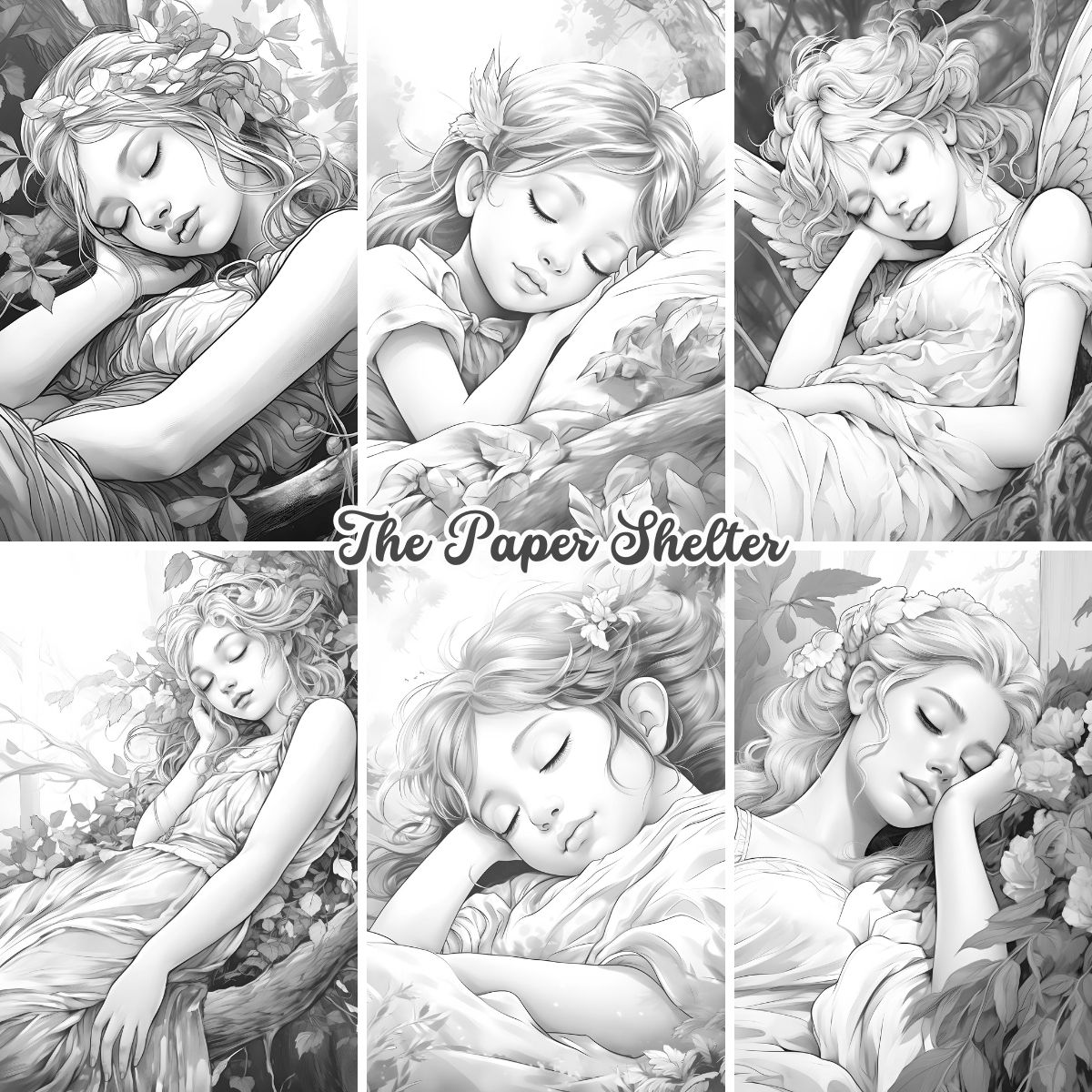 Sleeping Beauties - Digital Coloring Book - Click Image to Close