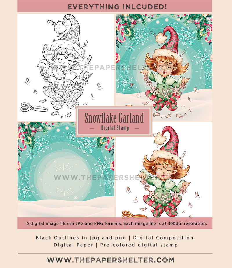 Snowflake Garland - Digital Stamp