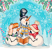 Snowmen singing Carols - Digital Stamp