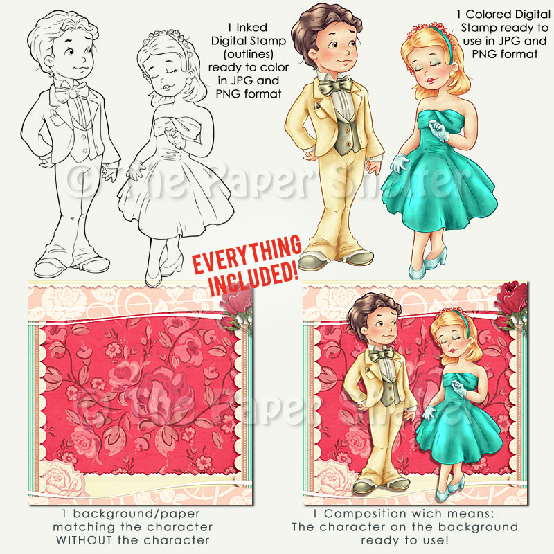 Stylish Flirting - Digital Stamp - Click Image to Close