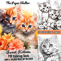 Sweet Kittens - Digital Coloring Book