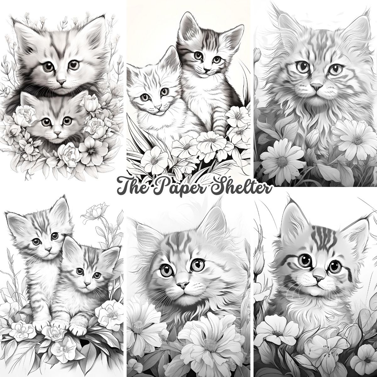 Sweet Kittens - Digital Coloring Book