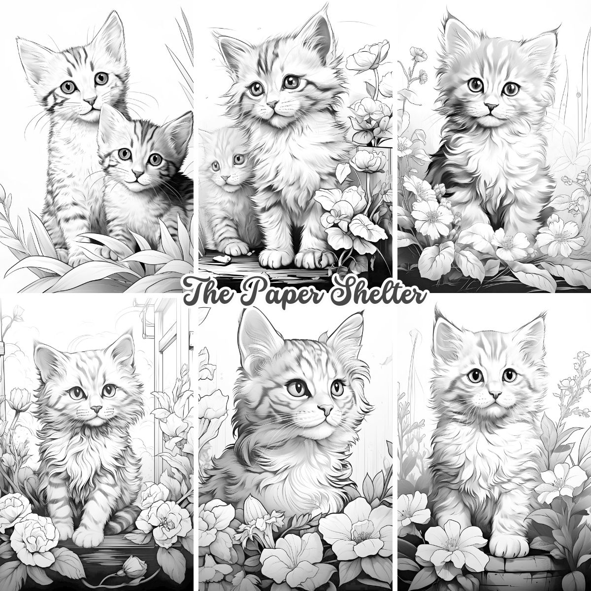 Sweet Kittens - Digital Coloring Book