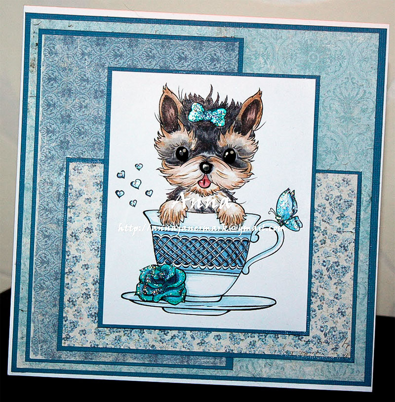 Teacup Yorkie - Digital Stamp - Click Image to Close