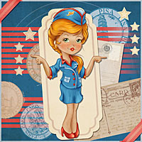 The Beautiful Flight Attendant - Digi Stamp - Click Image to Close