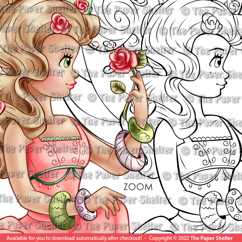 The Fairy of the Roses - Digital Stamp - Click Image to Close