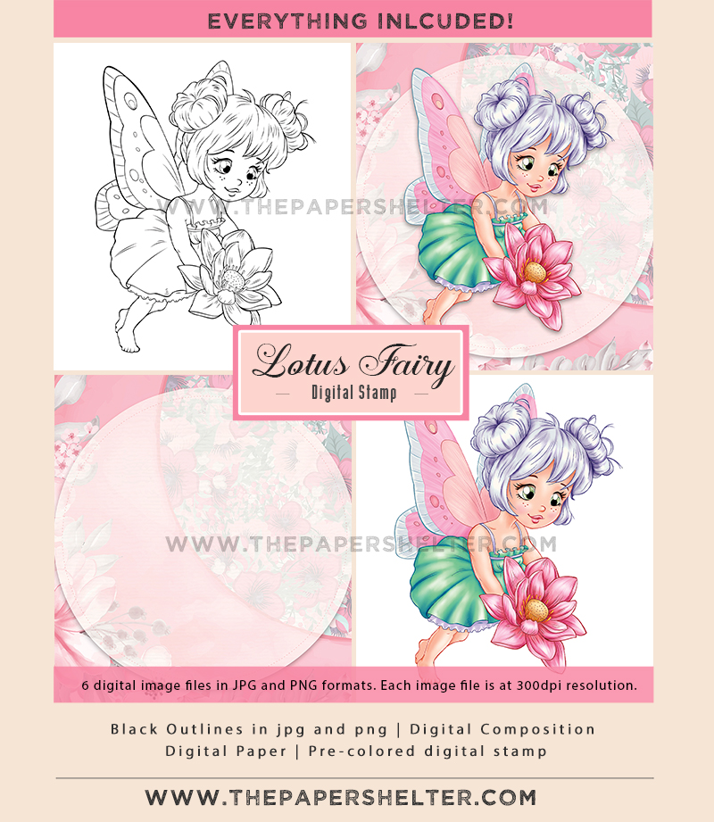Lotus Fairy - Digital Stamp
