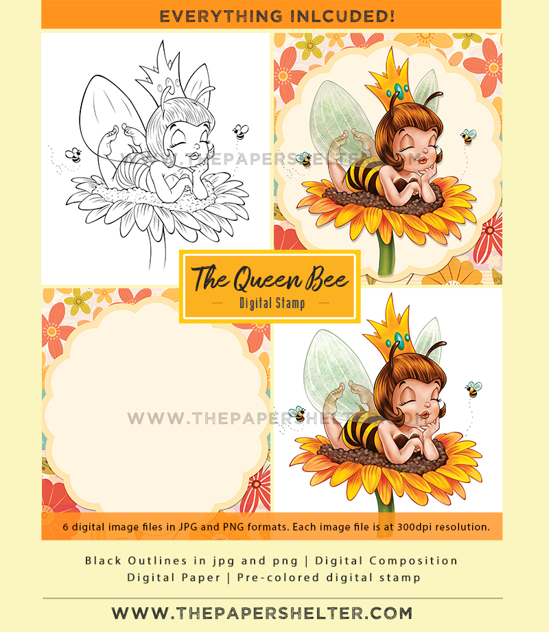 The Queen Bee - Digital Stamp - Click Image to Close