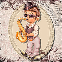 The Saxophonist - Digital Stamp - Click Image to Close