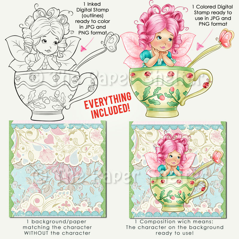 There's a Fairy in my Tea! - Digital Stamp