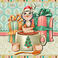 There's a Penguin in my Cocoa! - Digital Stamp - Click Image to Close