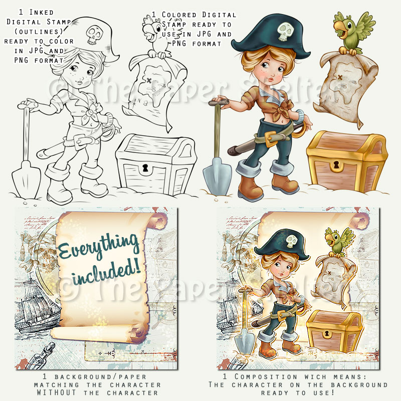 Treasure Hunt - Digital Stamp - Click Image to Close