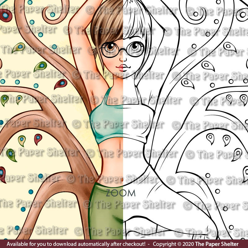 Tree Posture (Vrikshasana) - Digital Stamp - Click Image to Close