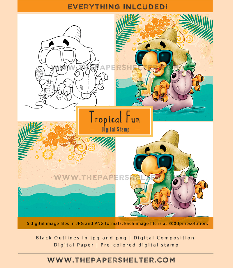 Tropical Fun - Digital Stamp - Click Image to Close