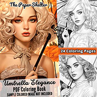Umbrella Elegance - Digital Coloring Book