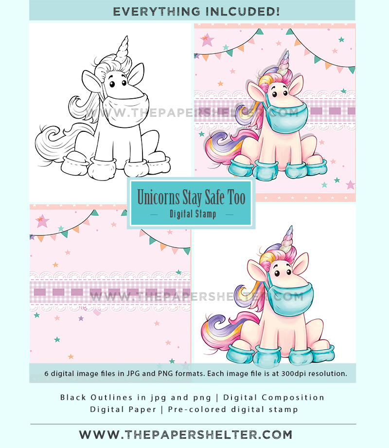 Unicorns Stay Safe Too - Digital Stamp