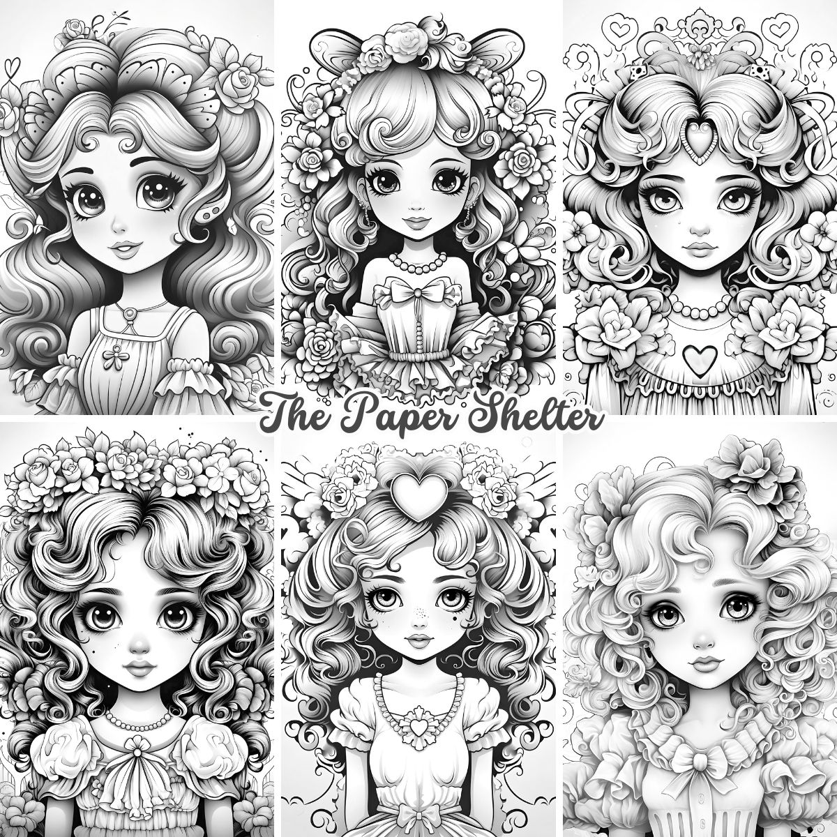 Valentine Girls - Digital Coloring Book - Click Image to Close