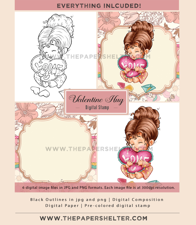 Valentine Hug - Digital Stamp - Click Image to Close