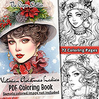 Victorian Christmas Ladies - Digital Coloring Book