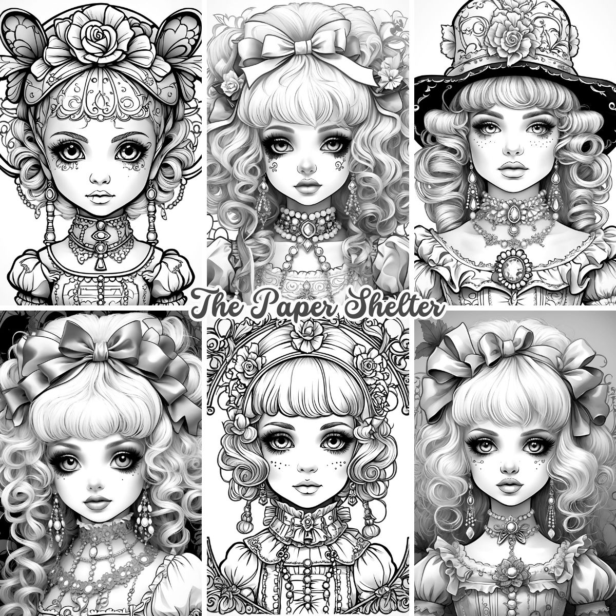 Victorian Gothic Dolls - Digital Coloring Book - Click Image to Close
