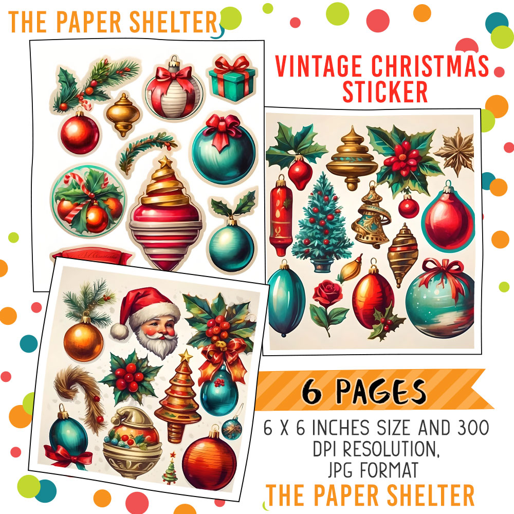 Vintage Christmas Sticker Collection - Click Image to Close