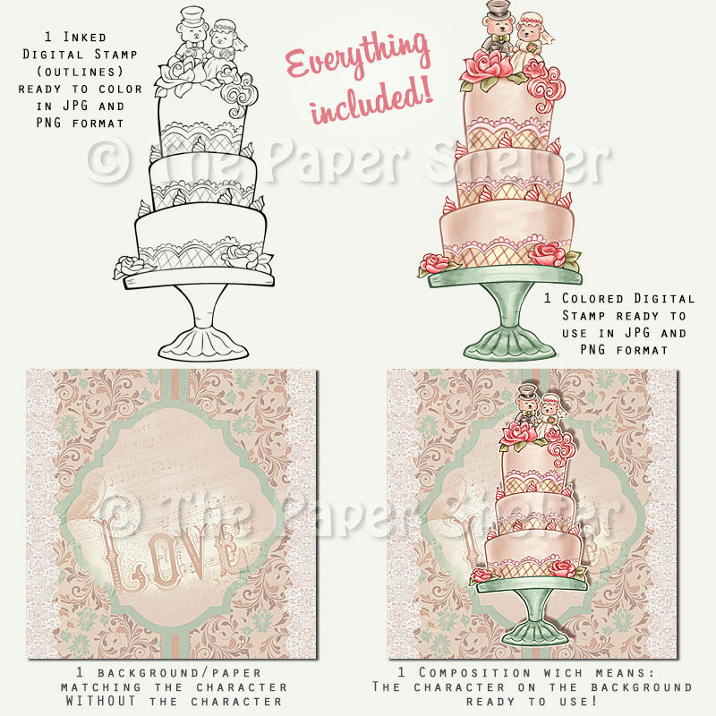 Wedding Cake - Digital Stamp