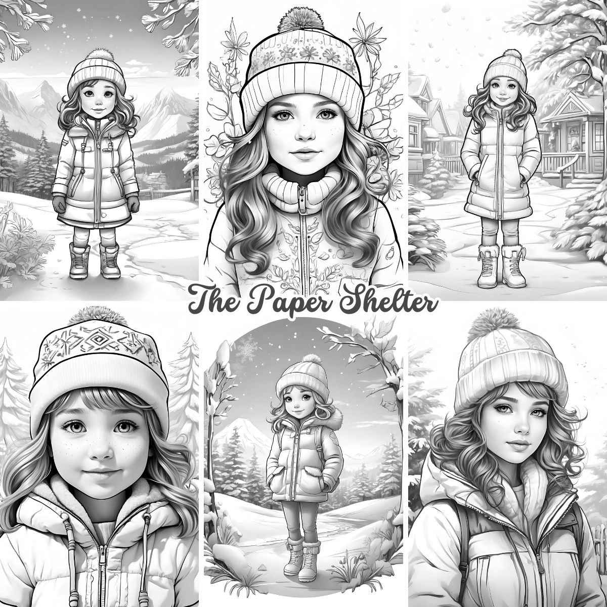 Winter Girls - Digital Coloring Book