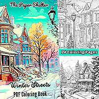 Winter Streets - Digital Coloring Book