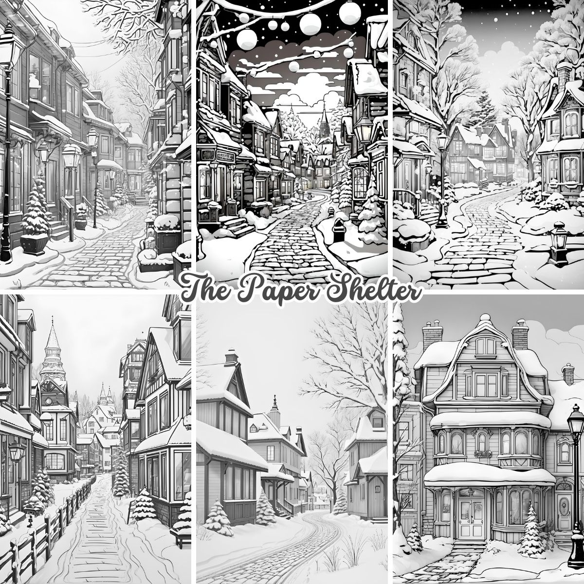 Winter Streets - Digital Coloring Book - Click Image to Close