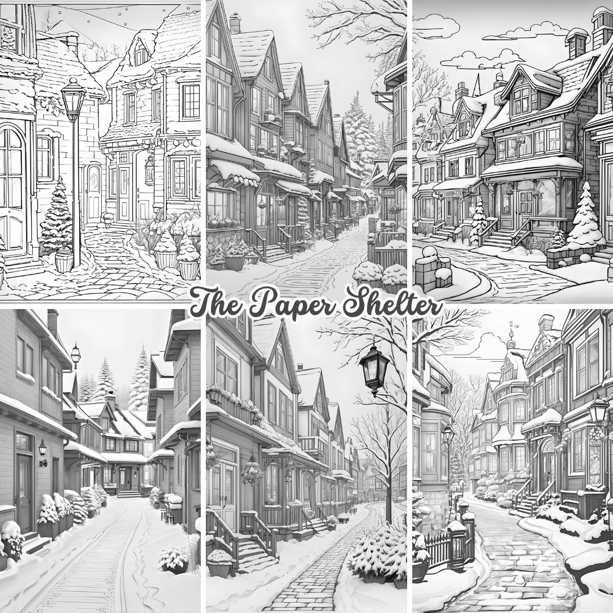 Winter Streets - Digital Coloring Book - Click Image to Close